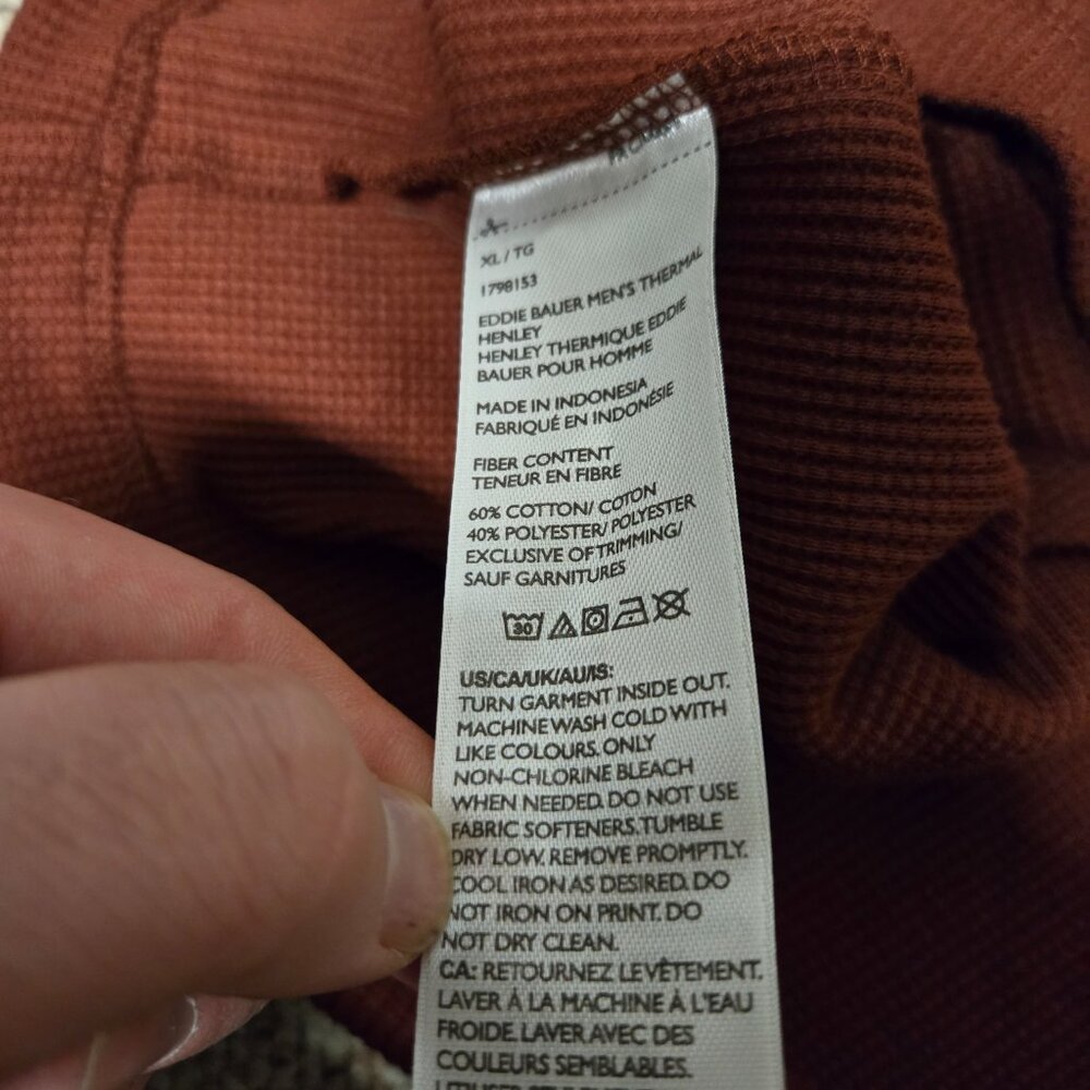 NWT Eddie Bauer XL Waffle Knit Henley Shirt (26" PTP) - Picture 6 of 9